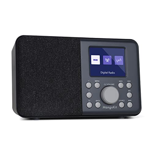 MangoKit MD3 DAB/DAB+ und UKW Tragbares Digitalradio, Bluetooth-Lautsprecher, Kopfhörer, 40 voreingestellte Sender, Wecker und Uhr, Snooze-Timer, Farbdisplay, Batterien und Netzbetrieb (Dunkelgrau) von MangoKit