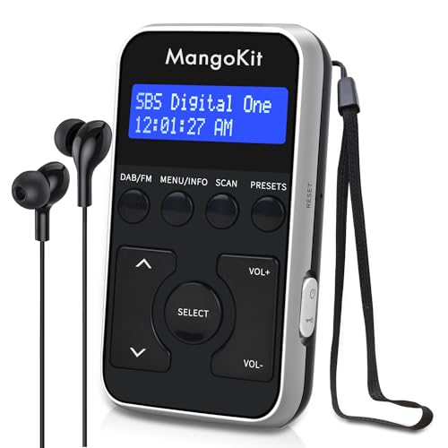MangoKit MP1 Kleines Tragbares Mini DAB/DAB+/UKW-Radio,Digitales Taschenradio mit Kopfhörer,Wiederaufladbarem Akku für Sport,Laufen, Walken, Joggen oder Radfahren-Schwarz Silber MangoKit MP1 Kleines Tragbares Mini DAB/DAB+/UKW-Radio,Digitales Taschenradio mit Kopfhörer,Wiederaufladbarem Akku für Sport,Laufen, Walken, Joggen oder Radfahren-Schwarz Silber von MangoKit