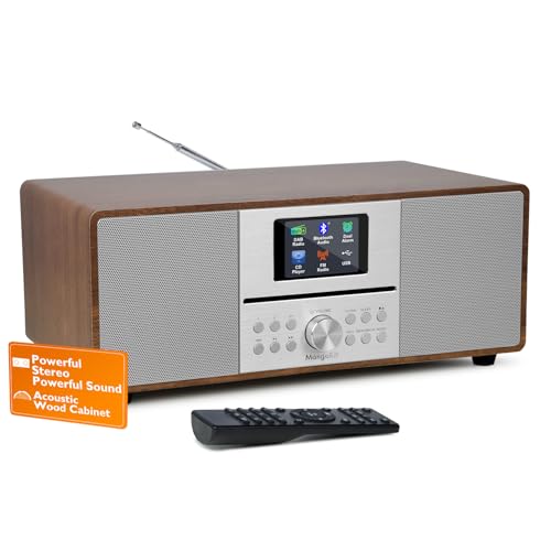 MangoKit MS4+ CD-Player DAB Radio Hifi System I Bluetooth I Leistungsstarke Stereoanlage I Digitalradio DAB+I Akustikholzschrank ICD-Player mit Lautsprechern I40 Voreinstellungen, Kopfhöreranschluss I MangoKit MS4+ CD-Player DAB Radio Hifi System I Bluetooth I Leistungsstarke Stereoanlage I Digitalradio DAB+I Akustikholzschrank ICD-Player mit Lautsprechern I40 Voreinstellungen, Kopfhöreranschluss I von MangoKit
