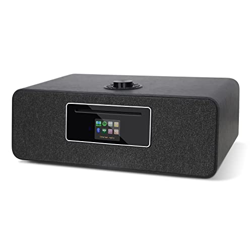 MangoKit MS5 DAB/DAB+ und UKW-WLAN-Internetradio, Digitalradio mit Stereo-CD-Player, Bluetooth, Spotify-Konnektivität, Wecker, Sleep-Timer, USB, Fernbedienung und App-Steuerung(Schwarze Eiche) von MangoKit