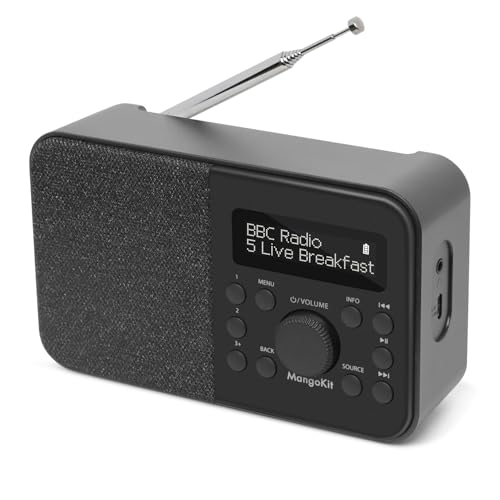 MangoKit PR2S Tragbares DAB+ Digitalradio,Küchen-FM-Radio,Bluetooth-Lautsprecher,Persönliches DAB-Radio,Display,Alarm & Uhr,40 Preset-Stationen,Kopfhöreranschluss, Batterien und Netzbetrieb -Schwarz MangoKit PR2S Tragbares DAB+ Digitalradio,Küchen-FM-Radio,Bluetooth-Lautsprecher,Persönliches DAB-Radio,Display,Alarm & Uhr,40 Preset-Stationen,Kopfhöreranschluss, Batterien und Netzbetrieb -Schwarz von MangoKit