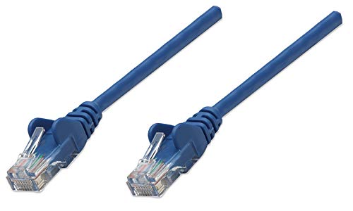 Intellinet 318129 Netzwerkkabel Cat5e U/UTP CCA Cat5e kompatibel RJ45-Stecker auf RJ45-Stecker, 0,5m blau von Manhattan