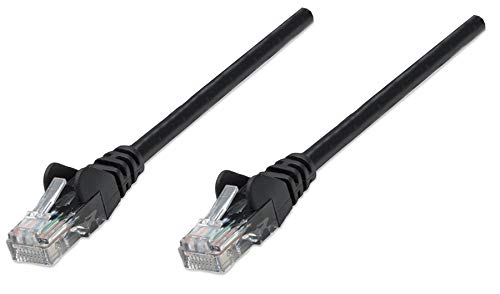 Intellinet 318143 Netzwerkkabel Cat5e U/UTP CCA Cat5e kompatibel RJ45-Stecker auf RJ45-Stecker, 0,5m schwarz von Manhattan
