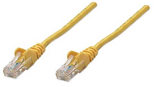 Intellinet 325165 Netzwerkkabel Cat5e U/UTP CCA Cat5e kompatibel RJ45-Stecker auf RJ45-Stecker, 0,5m gelb von Manhattan