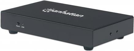 MANHATTAN 1080p 4-Port HDMI Extending Splitter Transmitter Verteilt eine Videoquelle auf vier Ausgänge, verstärkt das Signal auf bis zu 50 m, ein Netzwerkkabel pro Receiver, Videobandbreitenverstärker, schwarz, benötigt Artikel 207836 (207829) von Manhattan