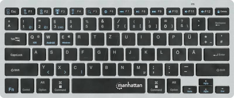 MANHATTAN 180559 - Funk-Tastatur, Bluetooth/Funk, schwarz, Layout:DE von Manhattan