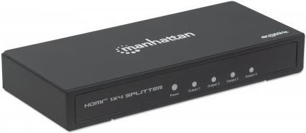 MANHATTAN 4K 4-Port HDMI-Splitter 4K@60Hz, Stromversorgung über Netzteil, schwarz (207805) von Manhattan