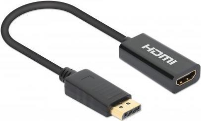 MANHATTAN 4K@60Hz Aktiver DisplayPort auf HDMI-Adapter DisplayPort-Stecker auf HDMI-Buchse, Kabeladapter mit Dongle, schwarz (153713) von Manhattan