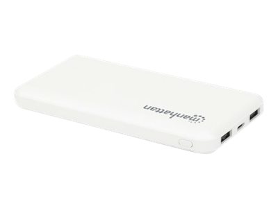 MANHATTAN Powerbank 10.000 mAh 2xUSB USB-C + Micro-USB weiß von Manhattan