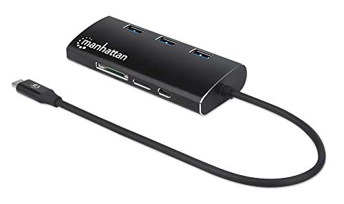 MANHATTAN USB-C-Dock/HUB HDMI/USB-C/USB-A Netzwerk 5 GBPS PD Kartenleser von Manhattan