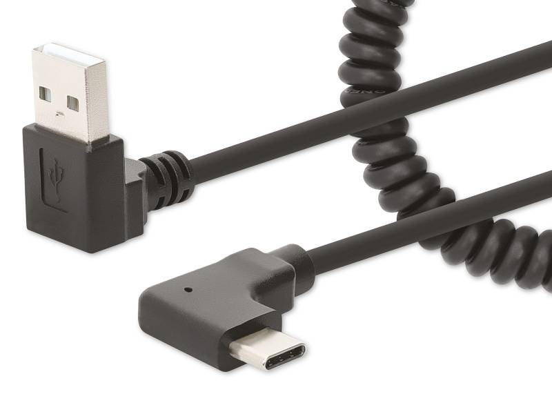 MANHATTAN USB-C Ladekabel auf USB-A, Spiralkabel, 1 m von Manhattan