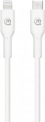 MANHATTAN USB-C auf Lightning Sync-/Ladekabel USB-C-Stecker auf Apple® MFi-zertifizierten 8-pol. Lightning-Stecker, 0,5 m, für iPhone® / iPad® / iPod®, 480 Mbit/s, weiß (394505) von Manhattan