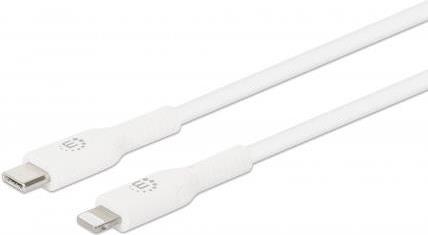 MANHATTAN USB-C auf Lightning Sync-/Ladekabel USB-C-Stecker auf Apple® MFi-zertifizierten 8-pol. Lightning-Stecker, 2 m, für iPhone® / iPad® / iPod®, 480 Mbit/s, weiß (394529) von Manhattan