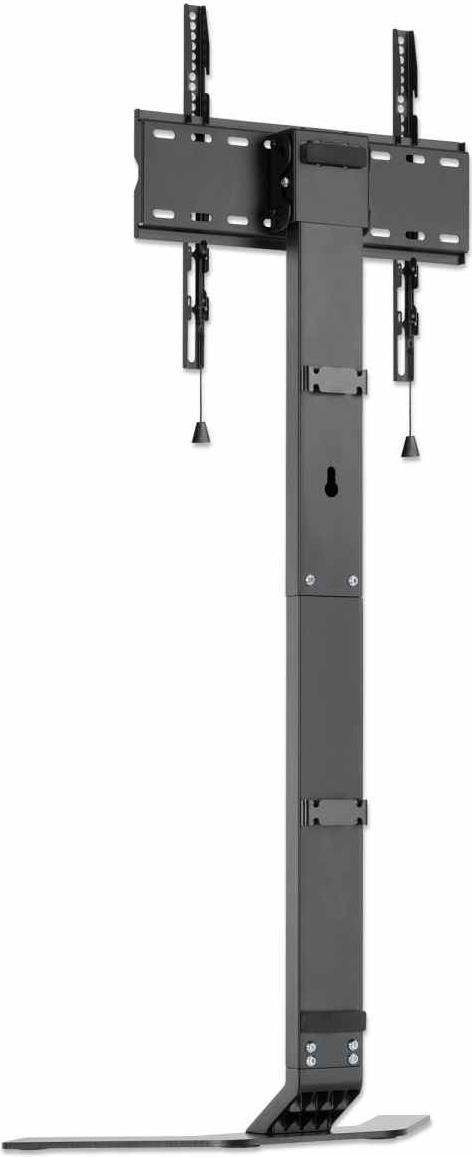 MANHATTAN Ultra Slim TV-Ständer Standfuß für Bildschirme von 81,30cm (32) bis 177,80cm (70) und bis zu 40 kg, -10° bis 3° neigbar, höhenverstellbar, passt hinter TV-Lowboard, Aluminium/Stahlkonstruktion, schwarz/weiß (462044) von Manhattan