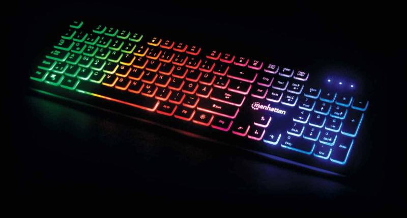 MANHATTAN Ultraflache USB-Gaming-Tastatur mit LEDs von Manhattan