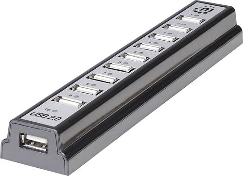 Manhattan 10 Port USB 2.0-Hub Schwarz, Silber von Manhattan