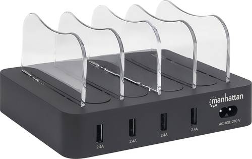 Manhattan 102261 USB-Ladestation 34W Steckdose Ausgangsstrom (max.) 2.4A Anzahl Ausgänge: 4 x USB 3 von Manhattan