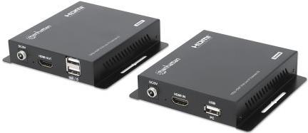Manhattan 1080p HDMI KVM over IP Extender Set 1 bis zu 120m - Kabel-/Adapterset - Digital/Display/Video (208413) von Manhattan