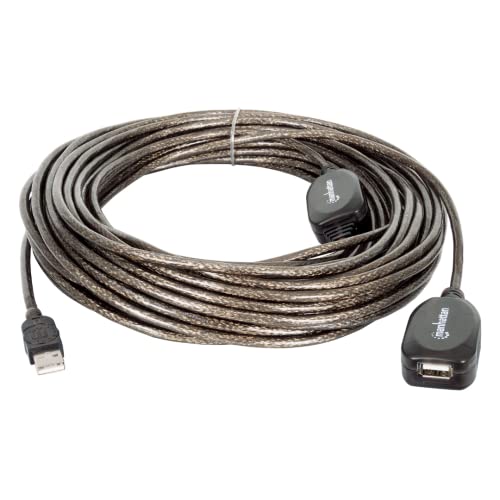 Manhattan 150958 Hi-Speed USB 2.0 Repeater Kabel ( USB A-Stecker auf A-Buchse / in Reihe schaltbar ) 20 m Silber von Manhattan