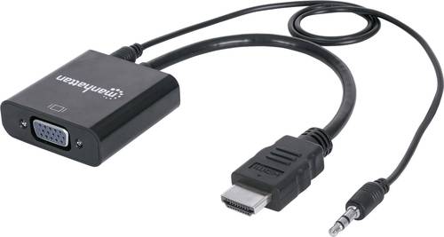 Manhattan 151559 HDMI / Klinke / VGA Adapter [1x HDMI-Stecker - 1x VGA-Buchse, Klinkenbuchse 3.5 mm] von Manhattan