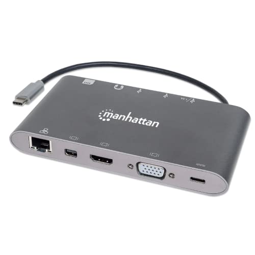 Manhattan 152808 USB-C 7-in-1-Dockingstation Aluminium grau von Manhattan