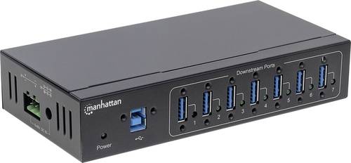 Manhattan 164405 7 Port USB 3.2 Gen 1-Hub (USB 3.0) Metallgehäuse, für industrielle Anwendungen, z von Manhattan