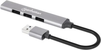 Manhattan 168427 Schnittstellen-Hub USB 3.2 Gen 1 (3.1 Gen 1) Type-A 5000 Mbit/s Grau (168427) von Manhattan