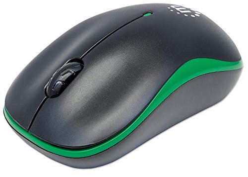 Manhattan 179393 Success Wireless Maus (USB optisch - drei Tasten plus Mausrad - 1000 dpi) schwarz/grün von Manhattan