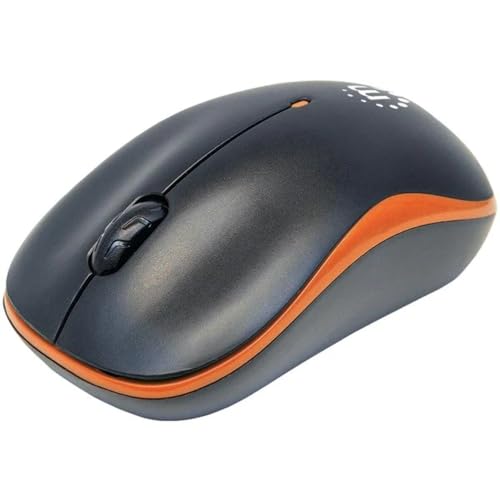 Manhattan 179409 Success Wireless Maus (USB - optisch - drei Tasten plus Mausrad - 1000 dpi) schwarz/orange von Manhattan