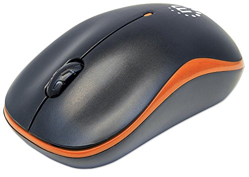 Manhattan 179409 Success Wireless Maus (USB - optisch - drei Tasten plus Mausrad - 1000 dpi) schwarz/orange von Manhattan