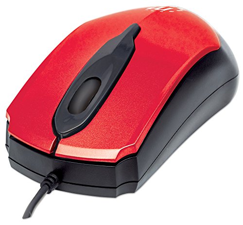 Manhattan 179430 Edge USB-Maus (optisch, kabelgebunden, drei Tasten, Mausrad, 1000 dpi) rot von Manhattan