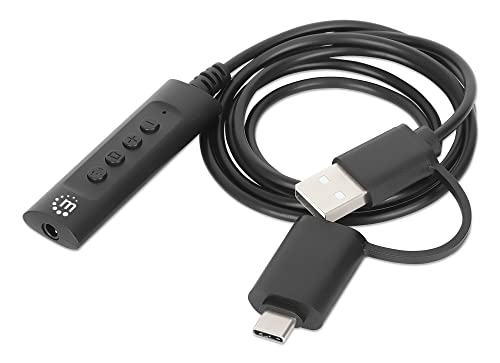 Manhattan 2-in-1 Audioadapterkabel USB-C & USB-A auf Aux / 3,5 mm Klinke von Manhattan