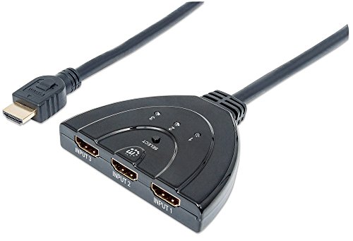 Manhattan 3-Port HDMI-Switch (Einfacher Anschluss und Wechsel zwischen drei HD-Videoquellen) 207423 schwarz von Manhattan