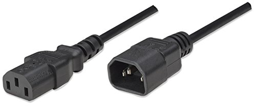 Manhattan 301152 Stromkabel (Kaltgeräteverlängerung C14-Stecker auf C13-Buchse), 1,8m schwarz von Manhattan