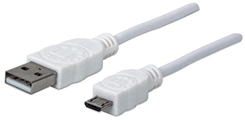 Manhattan 324069 Hi-Speed USB 2.0 Anschlusskabel (A-Stecker / Micro-B-Stecker), 1,8 m weiß von Manhattan