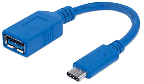 Manhattan 353540 USB-C 3.1 Kabel (G1) Typ C-Stecker auf Typ A-Buchse 15 cm blau von Manhattan