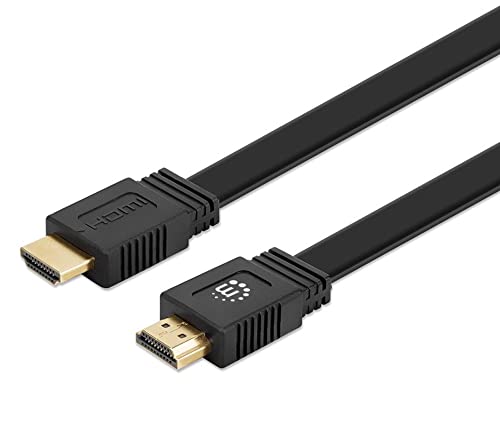 Manhattan 355599 High Speed HDMI-Kabel mit Ethernet, flach, 0,5 m, Schwarz von Manhattan