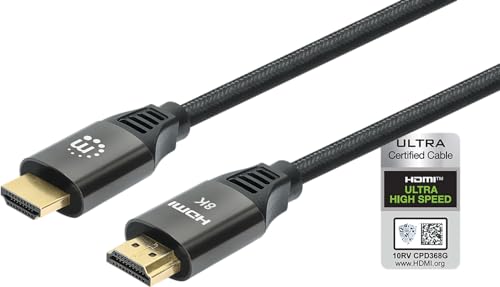 Manhattan 355957 HDMI-Kabel mit Ethernet mit sehr hoher Geschwindigkeit, zertifiziert 8K@60Hz, 3m, Schwarz Manhattan 355957 HDMI-Kabel mit Ethernet mit sehr hoher Geschwindigkeit, zertifiziert 8K@60Hz, 3m, Schwarz von Manhattan