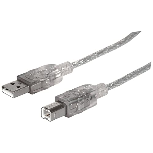Manhattan 393836 Hi-Speed USB 2.0 Anschlusskabel (A-Stecker auf B-Stecker) 4,5 m klar/silber von Manhattan
