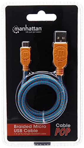 Manhattan 394024 1 m USB-auf-Micro B blau, orange USB-Kabel von Manhattan