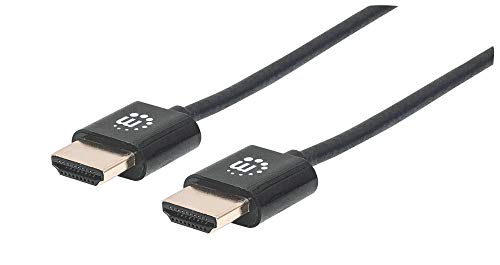 Manhattan 394352 Ultradünnes High Speed HDMI-Kabel mit Ethernet-Kanal (HEC ARC 3D 4K) HDMI-Stecker auf HDMI-Stecker geschirmt schwarz 1 m von Manhattan
