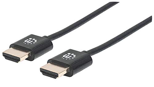 Manhattan 394376 Ultradünnes High Speed HDMI-Kabel mit Ethernet-Kanal (HEC ARC 3D 4K) HDMI-Stecker auf HDMI-Stecker geschirmt schwarz 3 m von Manhattan