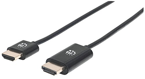 Manhattan 394383 Ultradünnes High Speed HDMI-Kabel mit Ethernet-Kanal (HEC ARC 3D 4K) HDMI-Stecker auf HDMI-Stecker geschirmt schwarz 4,5 m von Manhattan