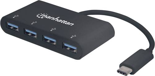 Manhattan 4 Port USB 3.2 Gen 1-Hub (USB 3.0) mit USB-C® Stecker Schwarz von Manhattan