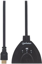 Manhattan 4K 3-Port HDMI Switch - Video/Audio-Schalter - 3 x HDMI - Desktop von Manhattan