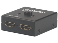 Manhattan 4K bi-direktionaler 2-Port HDMI-Splitter/Switch, 4K@30Hz, manuelle Auswahl, passiv (kein Netzteil benötigt), schwarz, HDMI, Metall, Schwarz, 480i, 480p, 576i, 576p, 720p, 1080i, 1080p, 2160p, 10,2 Gbit/s, 340 MHz von Manhattan