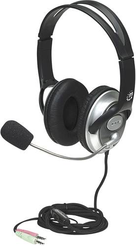 Manhattan Classic Stereo Headset Over Ear Headset kabelgebunden Schwarz Lautstärkeregelung von Manhattan