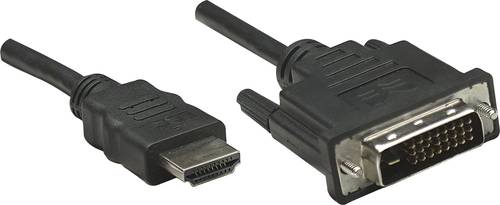 Manhattan DVI / HDMI Adapterkabel DVI-D 24+1pol. Stecker, HDMI-A Stecker 3.00m Schwarz 372510 vergol von Manhattan