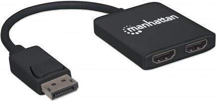 Manhattan DisplayPort to 2-Port HDMI Splitter Hub with MST - Video-/Audio-Splitter - 2 x HDMI - Desktop von Manhattan