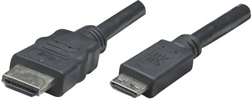 Manhattan HDMI Anschlusskabel HDMI-A Stecker, HDMI-Mini-C Stecker 1.80m Schwarz 304955-CG Ultra HD ( von Manhattan